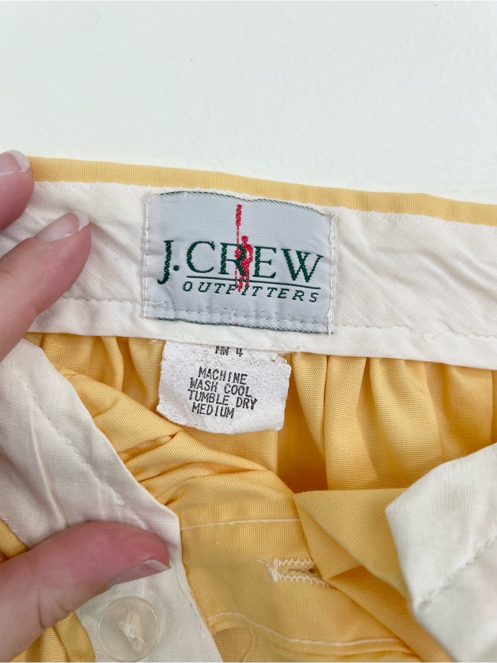 Vintage J Crew Outfitters Oarsman Pastel Yellow Swing Midi Skirt 4 Buttons - Picture 9 of 10
